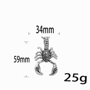 Collier pendentif scorpion en acier inoxydable pour hommes, design du zodiaque animal, style rétro punk 233053 - Product Image 5