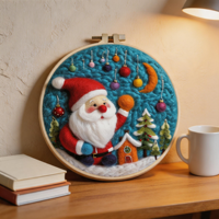 Kit de Peinture en Feutre de Laine Fait Main DIY pour Débutants – Motif Scène Hivernale Maison du Père Noël – Décoration Murale de Noël pour la Maison