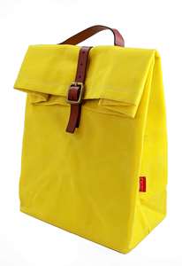Sac à déjeuner en toile jaune de haute qualité, design à enroulement, imperméable, isolé, élégant et pratique pour un usage quotidien - Product Image 5