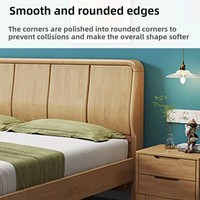Lit double en bois massif de style moderne, fabriqué en Chine, avec dossier rigide en bois massif, meubles de chambre à coucher
