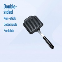 Grille de cuisson à bords croulants, double face, pour sandwichs et pains de petit-déjeuner, amovible, portable, compatible flamme nue, pour steaks, en métal