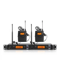 TopYun IEM1200 Moniteur d'oreille sans fil pour scène, émetteur double canal, connecteur XLR, construction métallique, léger, surveillance UHF