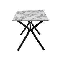 Table à manger moderne extensible en métal de luxe avec chaises en verre marbré et acrylique