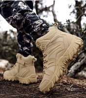 Bottes et Chaussures de Sécurité Tactiques Personnalisées pour Hommes, en Cuir Imperméable Noir Delta, Toile Camouflage Désert, Chevilles Montantes