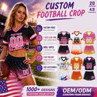 Maillot de football court personnalisé à manches courtes en jersey, haut court en maille tendance streetwear, tenue de football américain style universitaire