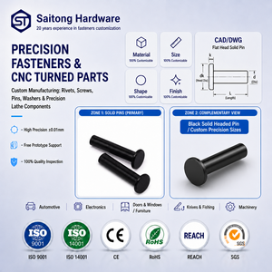 Remaches de Acero Semitubulares con Cabeza Hueca de Zinc Negro Personalizables de Fábrica, Certificación ISO, para Uso en Maquinaria, Remaches Saitong ST-0107 - Product Image 1