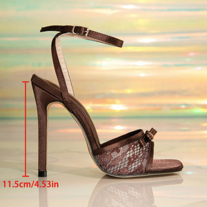 Chaussures pour femmes sexy, en dentelle noire, à bout pointu, talons aiguilles sexy pour femmes - Product Image 5