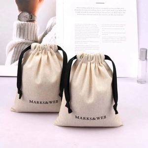 Custom Logo Printed Logo Printed Luxury Cotton Cosmetic <b>Wallet</b> Belt Packing Drawstring Bag Luxury Cotton Muslin Dust Pouch - Product Image 4