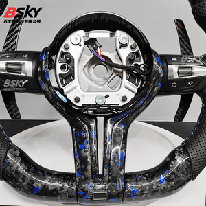 عجلة قيادة رياضية <span class=keywords><strong>M</strong></span> مع إضاءة LED من ألياف الكربون المطروقة باللون الأزرق لسيارات BMW F10 F15 F20 F22 F30 F32 F36 M4 F82 M3 F80 E87 E90 E92 E60 - Product Image 4