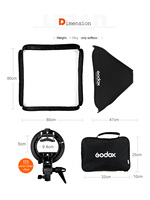 Boîte à lumière GODOX 2020 80*80cm avec support en S, fixation Bowens stable, support flash pliable, kit de boîte à lumière pour la photographie