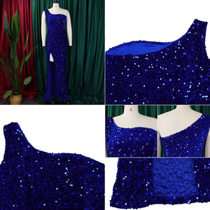 D3288 fantasia modesto abito da sera elegante monospalla paillettes Modulare abiti da festa donna abiti lunghi da donna - Product Image 6