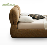 Lit italien moderne minimaliste en tissu Brie, cadre réglable, écologique, taille King/Queen, amovible, lavable, du sol au plafond