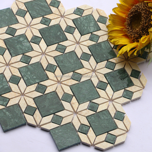Retro cổ điển thiết kế màu be màu xanh lá cây mô hình Gạch Mosaic sàn tường Hong Kong phong cách đá cẩm thạch Gạch Mosaic - Product Image 3