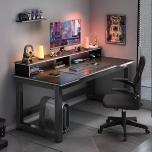Bureau de Gaming Moderne en Forme de L Noir en Fibre de Carbone, Table d'Étude <span class=keywords><strong>Simple</strong></span> et Économique avec Plateau en Bois pour la Maison, les Salles de Jeu en <span class=keywords><strong>Location</strong></span> et les Bureaux - Product Image 3