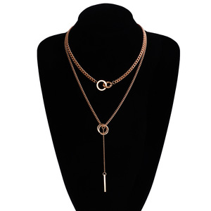 Joyería de moda, collar llamativo de capas largas, gargantilla de plata, cadena de eslabones cubanos, abalorio cruzado, collares de oro para mujeres y niñas - Product Image 6