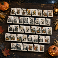 Tuiles de Mahjong en Acrylique Transparent Américaines à Motifs Citrouille, Maison Hantée et Arbre Mort, Idéales pour l'Entretenissement – Nouveauté Halloween Très Demandée