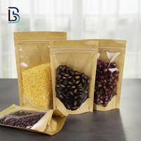 Sacs en papier kraft Doypack refermables de 500g avec fermeture éclair et fenêtre transparente avant, vente en gros Lebei