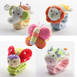 Kawaii Baby Hand sonaglio peluche farcito <span class=keywords><strong>farfalla</strong></span> <span class=keywords><strong>elefante</strong></span> mucca animali giocattoli accessori Finesse per neonato personalizzato - Product Image 1