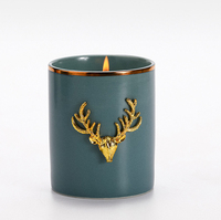 Vente chaude De Luxe Personnalisé À La Main Elk Corne En Céramique Aromathérapie Bougie Pot Nouvelle Paraffine Cire Ménage Chambre Sommeil