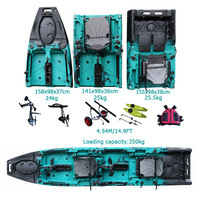 Kayak Vicking 14,9 pieds, double siège, sit-on-top, modulaire, tandem, avec moteur électrique, pour 2 personnes, kayak de pêche, PE, CE