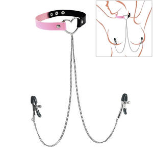 SM 섹스 토이 유럽과 미국 펑크 가죽 손톱 섹시한 칼라 넥 스트랩 초커 목걸이 넥 체인 유방 클립 - Product Image 6