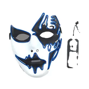Halloween LED Mask Purge Movie Cosplay Costume Supplies Glow Dark PVC Masks for DJ Party Festival & Costume for Purge Fans
