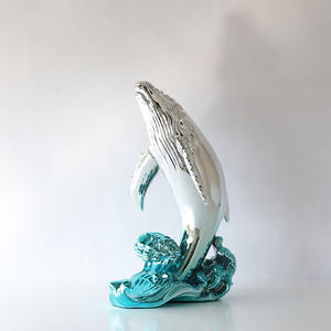 รูปปั้นปลาวาฬแอบสแตรกที่ทันสมัยสำหรับบ้านสำนักงานหรือห้างสรรพสินค้าตู้วางทีวีเรซิ่นของตกแต่งโต๊ะสำหรับคริสต์มาส - Product Image 1