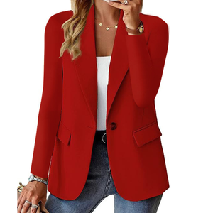 جاكيت بليزر نسائي كاجوال بأكمام طويلة، بليزر محبوك بلون سادة للعمل والمكتب مفتوح من الأمام بتصميم عصري - Product Image 5