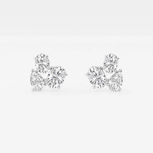 Elegantes Pendientes de Diamantes Cultivados en Laboratorio con Mosaico Ovalado y en Forma de Pera de 1 ¾ Quilates, con un Brillo Radiante, Joyería de Lujo Ética - Product Image 3
