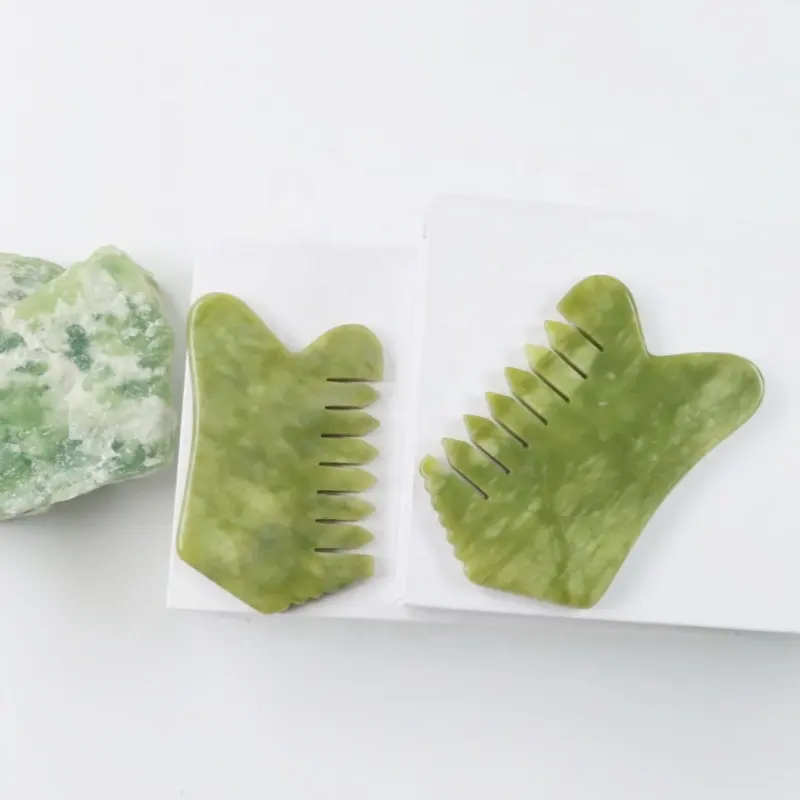 Hoge Kwaliteit Haar En Hoofdhuid Verzorging 100% Natuurlijke Xiuyan Groene Gua Sha Guasha Jade Kam