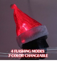 Gorro con Fibra Óptica, Tejido Textil, Recargable por USB, con Colores RGB Cambiables, Regalos Navideños