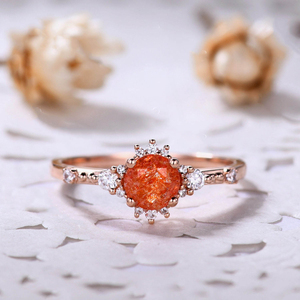 แหวนเงินแท้ 925 ชุบโรเดียม ประดับพลอยซันสโตน แหวนหมั้นแบบหนามเตย แหวนแทนใจสำหรับงานแต่งงาน ได้รับการรับรองจากผู้ที่สาม - Product Image 2