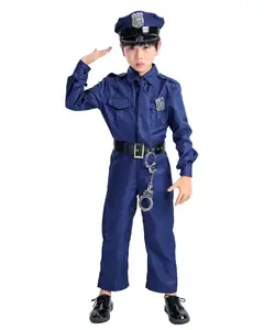 New Popular 3 Pieces Child KidsPolice Sheriff Costume Officer Costume For Kids With Handcuffs Bag Packing Halloween Outfits