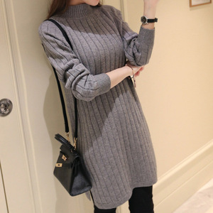 Nuovo Abito Maglione Lungo da Donna in <span class=keywords><strong>Lana</strong></span>, Stile Casual e Ampio, Tinta Unita, Moda Coreana, Abbigliamento Femminile - Product Image 3