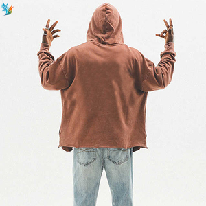 <span class=keywords><strong>Sudadera</strong></span> Oversize para Hombre con Efecto Desgastado Marrón Óxido, Lavado Mineral y Cuello en V con Borde Crudo - Product Image 5