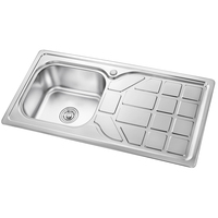 Évier de lavage des mains à une cuvette carrée en acier inoxydable durable Grand égouttoir Comptoir de cuisine à un trou pour le marché sud-américain