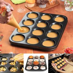 Hot Sell 12 Tassen Antihaft-Metall Edelstahl form Eierkuchen Backform Muffin Kuchen form Backen Kuchen Werkzeuge Tablett Pfanne - Product Image 2