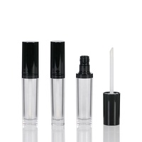 Conteneur de tube de brillant à lèvres vide de marque privée ovale emballage de rouge à lèvres liquide noir avec tête de brosse simple