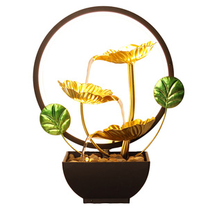 Fuente con luz LED en forma de anillo, material de hierro, decoración interior para sala de estar, decoración del hogar, 22x14x29 cm - Product Image 5