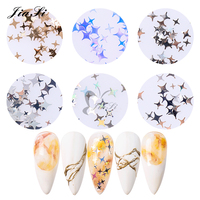 Paillettes 3D chromées de luxe pour nail art, avec couleurs mélangées et 6 compartiments par boîte, pour ongles en forme de cœur, d'étoile et ronds