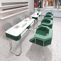 Table de manucure double moderne et luxueuse pour salon de manucure professionnel, idéale pour les ongles en gel
