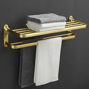 毛巾架壁架金色浴室现代高品质铝合金壁挂抛光3年钢角架