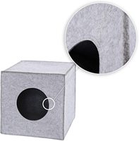 Lit pour chat en feutre carré créatif toutes saisons, maison semi-fermée pour chat, cachette pour animaux de compagnie