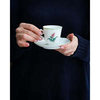 Set Kopi Espresso Porselen Mewah Ginori Laveno Andria Desain Relief Bunga Hotel Buatan Italia Pengisian Manual 0g Tersedia di Stok