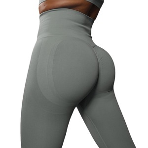 Pantalon de yoga taille haute sans couture, résistant aux plis, en Spandex/Nylon, <span class=keywords><strong>couleur</strong></span> <span class=keywords><strong>miel</strong></span> pêche, pour femme, idéal pour l'entraînement et le sport - Product Image 5