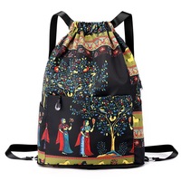 Sac à dos pliable tendance avec impression intégrale, imperméable, pour la gym, les voyages, et les activités de plein air, sac à cordon décontracté
