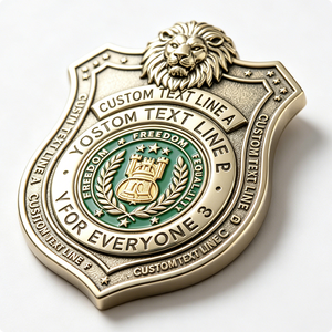 เข็มกลัดรูปโล่หัวสิงโตเคลือบแข็งแบบวินเทจชุบทองพร้อมข้อความสลักส่วนตัว - Product Image 5