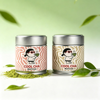 Boîte en fer blanc de 30g pour Matcha avec couvercle hermétique à anneau de traction, emballage anti-humidité pour café, thé, protéines, poudre d'UBE, avec étiquette autocollante personnalisée