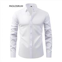 Chemise cardigan homme grande taille légère extensible anti-plis sans repassage en popeline de polyester coupe ajustée col carré pour le commerce transfrontalier