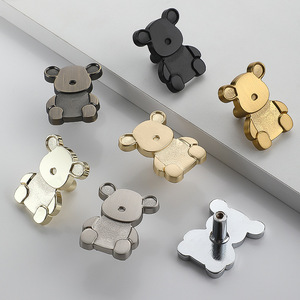 Modern Minimalist Bear Shape Drawer Handles Zinc Alloy Plated Durable For Childrens Room Furniture - Product Image 2